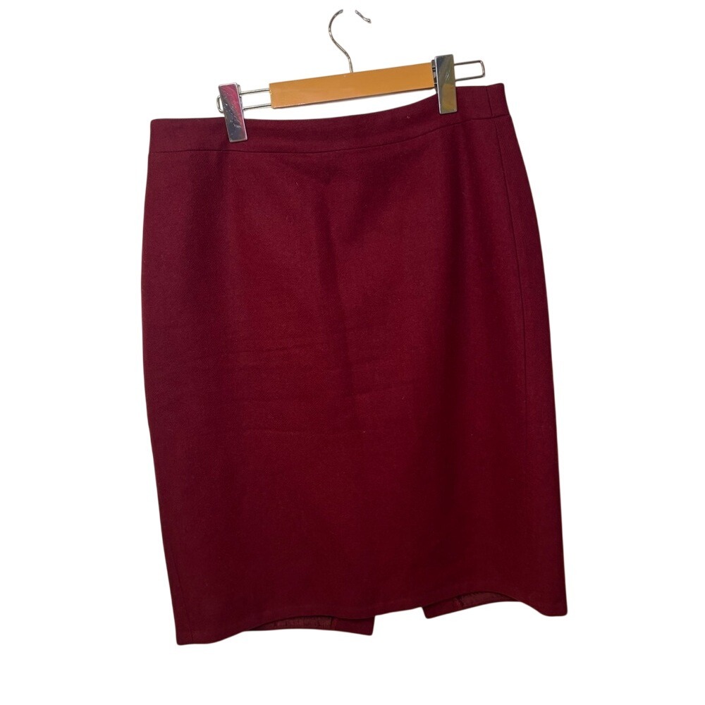 J.Crew Burgundy Red Wool Blend Pencil‎ Skirt Size 12 Office Career  Professional